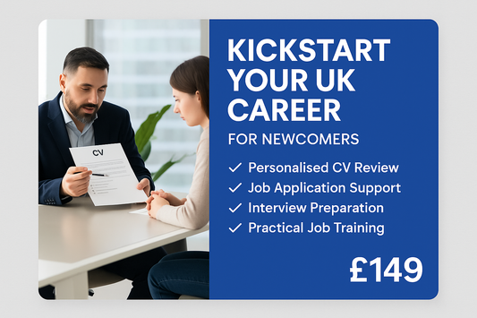 UK Job & Career Kickstart Package for international students and newcomers. Includes CV writing, interview training, and job support in hospitality and retail.